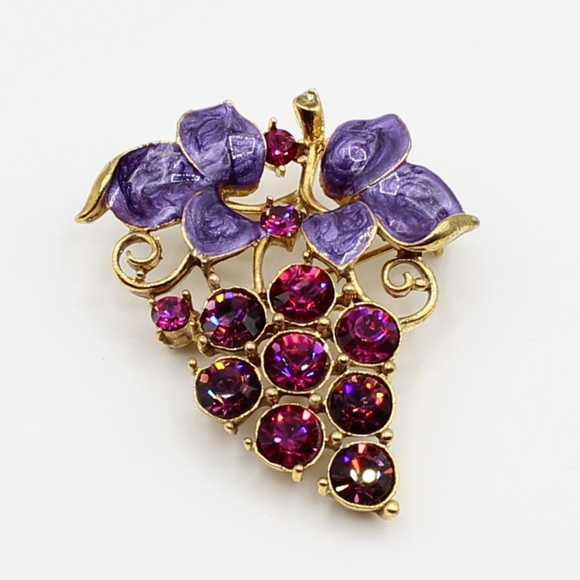 🎉HP🎉 Vtg M.J. Enterprises grape cluster brooch - Picture 1 of 6